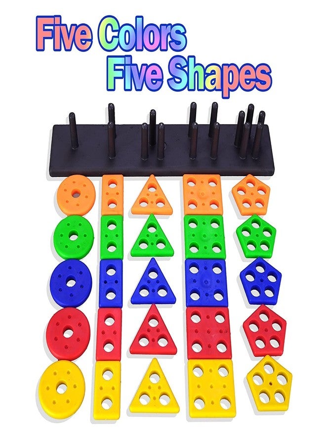 PROSPER Geomatric Geometry 5 Angle Shape Sorting Stacking Toys for Kids, Board Building Shapes Toy for Kids - Multicolor - Image 4